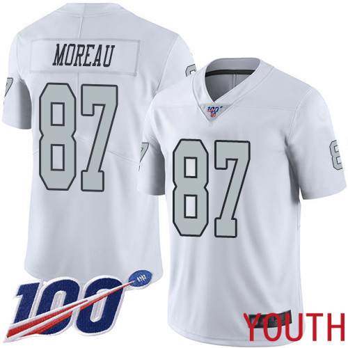 Oakland Raiders Limited White Youth Foster Moreau Jersey NFL Football 87 100th Season Rush Vapor Jersey